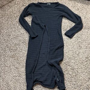 Fashion Nova Black Ribbed Long Sleeve Dress